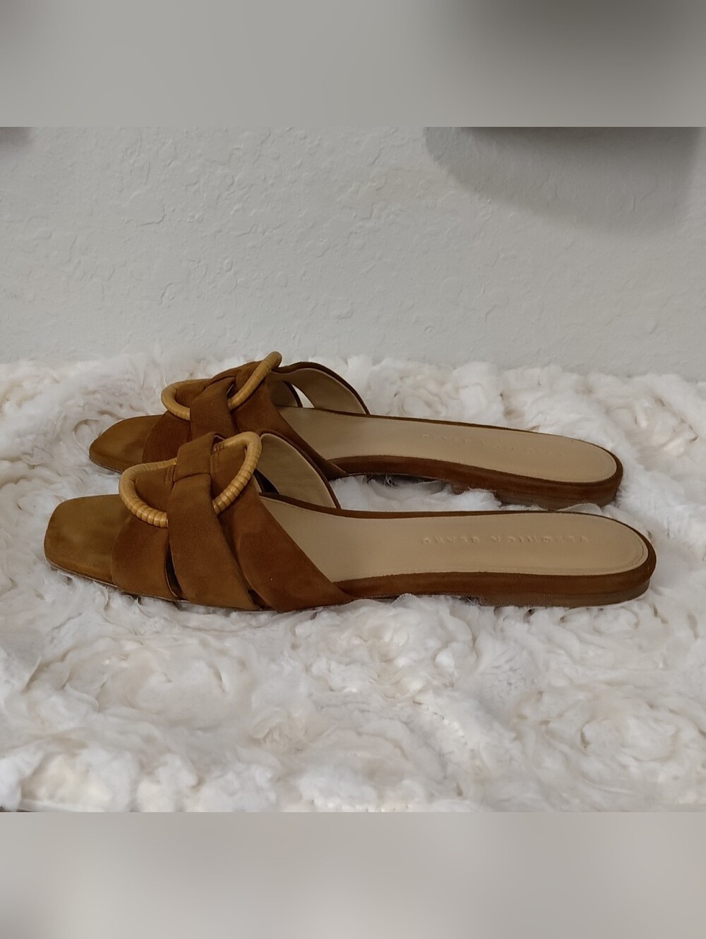 Veronica Beard Women's Brown Suede Slide Sandal with Decorative Ring - Picture 6 of 12